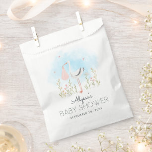 Cute Watercolor Stork Baby Shower Favour Bag