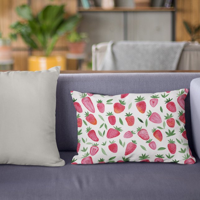 Cute watercolor strawberries pattern accent pillow (Creator Uploaded)