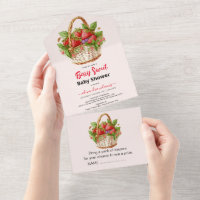 Cute watercolor strawberry baby shower