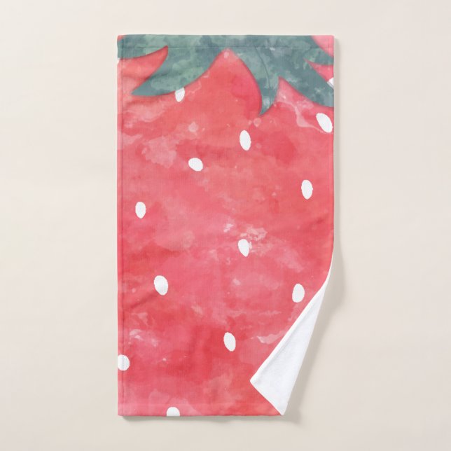 Cute Watercolor Strawberry   Bath Towel Set (Hand Towel)