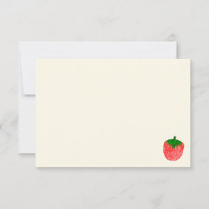 Cute Watercolor Strawberry Blank Cream Off White Card