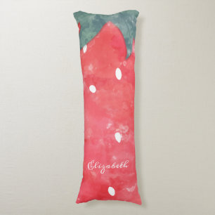 Cute Watercolor Strawberry  Body Pillow