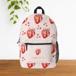 Cute Watercolor Strawberry Bow Coquette Pattern Printed Backpack<br><div class="desc">This cute watercolor strawberry bow coquette pattern backpack is perfect for women, girls, and kids who adore sweet, feminine, and vintage-inspired designs. Featuring strawberries, dainty pink bows, and soft pastel tones, it beautifully blends romantic charm with playful elegance. The whimsical coquette aesthetic brings a flirty, stylish vibe that's both eye-catching...</div>