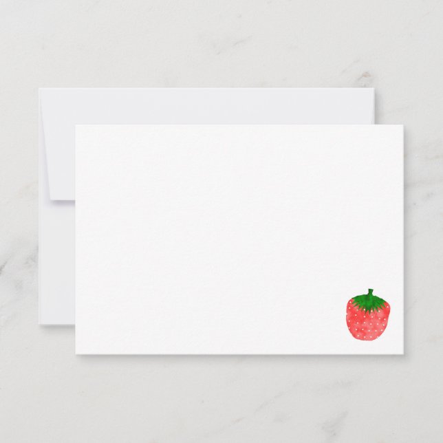 Cute Watercolor Strawberry Custom Blank Card (Front)