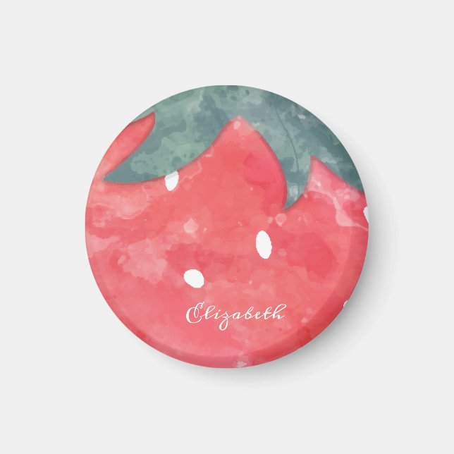 Cute Watercolor Strawberry  Magnet (Front)