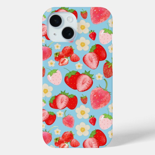 Cute Watercolor Strawberry Seamless Pattern Case-Mate iPhone Case (Back)