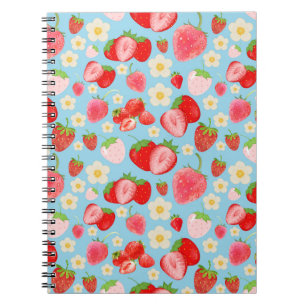 Cute Watercolor Strawberry Seamless Pattern Notebook