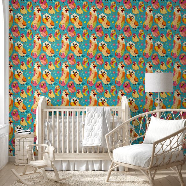 Cute Watercolor Style Chickens Wallpaper (Kids)