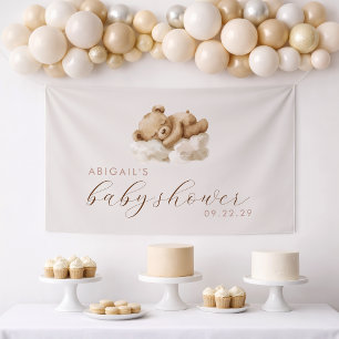 Cute Watercolor Teddy Bear Baby Shower Banner