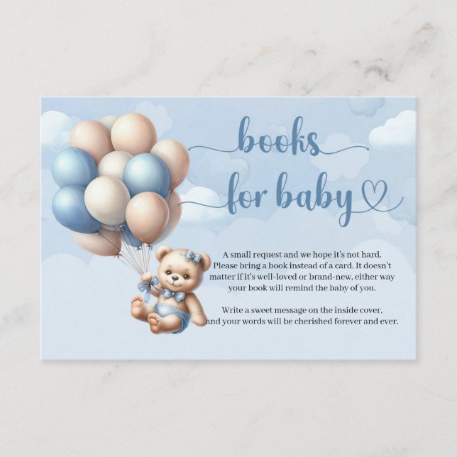 Cute watercolor teddy bear balloons book request enclosure card (Front)