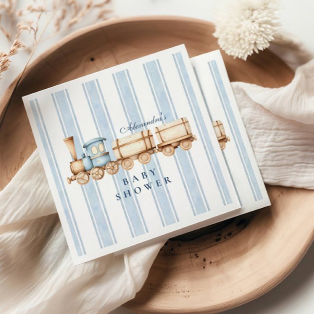 Cute Watercolor Train Baby Shower Napkin (Creator Uploaded)
