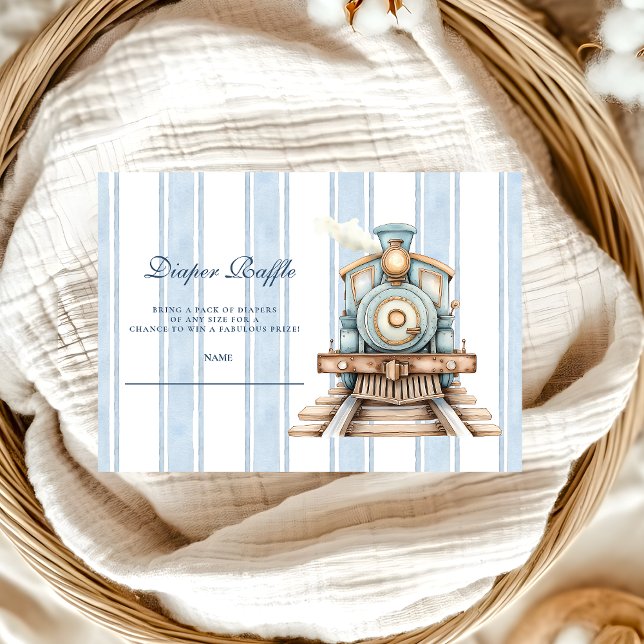 Cute Watercolor Train Shower Diapper Raffle Enclosure Card (Creator Uploaded)