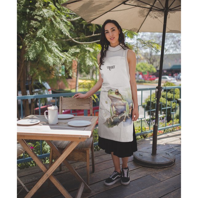 Cute Watercolor Tree Frog, custom Apron (Creator Uploaded)