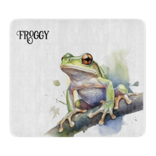 Cute Watercolor Tree Frog, custom Cutting Board