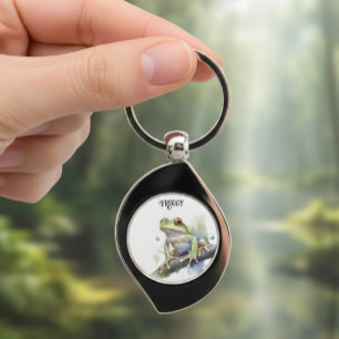 Cute Watercolor Tree Frog, custom Keychain