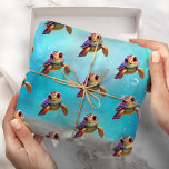 Cute Watercolor Turtle Under the Sea Birthday Wrapping Paper<br><div class="desc">Cute Watercolor Turtle Under the Sea Birthday Wrapping Paper</div>