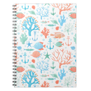Cute Watercolor Underwater Nautical Notebook