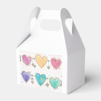 Cute Watercolor Valentine Heart Goodie Favor Boxes