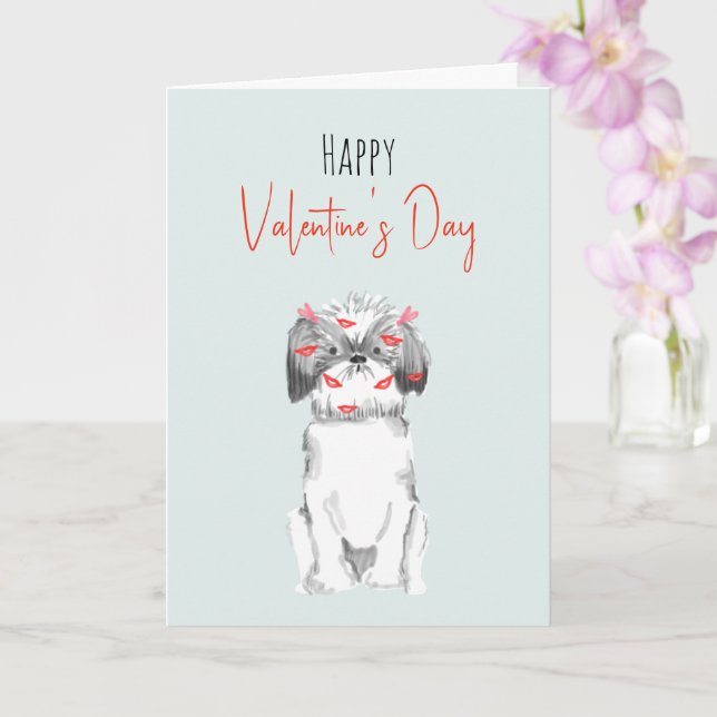 Cute Watercolor Valentines Dogs Card (Orchid)