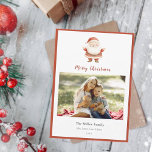 Cute Watercolor Vintage Santa Photo Christmas  Holiday Card<br><div class="desc">Cute watercolor vintage Santa Clause Christmas Holiday greetings card add your favourite family photo. You can delete or change the message on the back.</div>