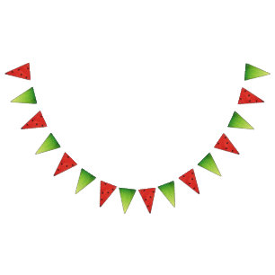 Cute Watercolor Watermelon Giant funny slice Bunting Flags
