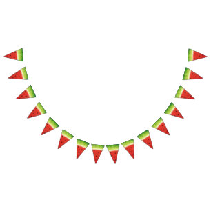 Cute Watercolor Watermelon Giant funny slice Bunting Flags