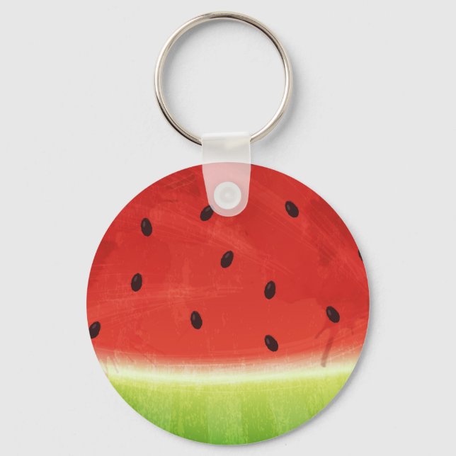 Cute Watercolor Watermelon Giant funny slice Keychain (Front)