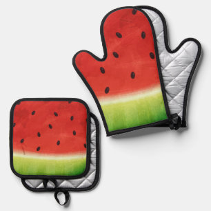 Cute Watercolor Watermelon Giant funny slice Oven Mitt & Pot Holder Set