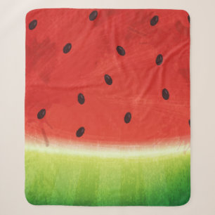 Cute Watercolor Watermelon Giant funny slice Sherpa Blanket