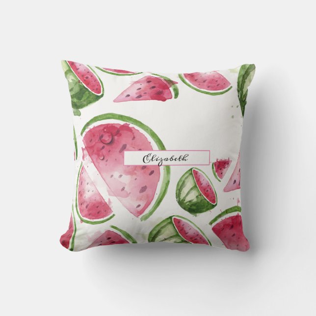 Cute Watercolor Watermelon   Throw Pillow (Front)