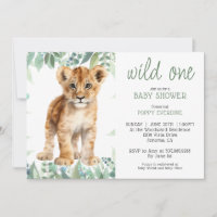 Cute Watercolor Wild One Lion Cub Baby Shower