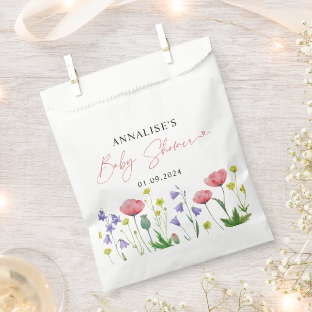 Cute Watercolor Wildflower Baby Shower  Favour Bag (Clipped)