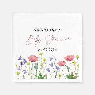 Cute Watercolor Wildflower Baby Shower  Napkin