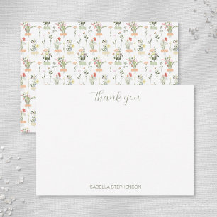 Cute Watercolor Wildflowers Floral Pattern Thank You Card