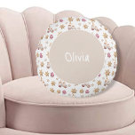 Cute Watercolor Winter Glowes Snowman Cookies Round Pillow<br><div class="desc">Watercolor hand-painted by Kredas.
Farmhouse country theme.</div>