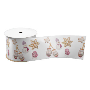 Cute Watercolor Winter Glowes Snowman Cookies Satin Ribbon
