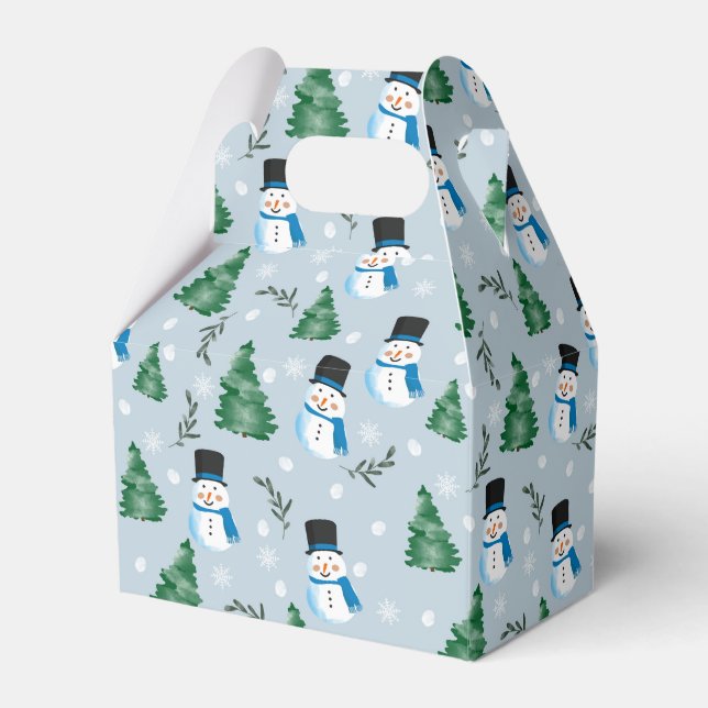 Cute Watercolor Winter Snow Pattern Favor Box (Front Side)