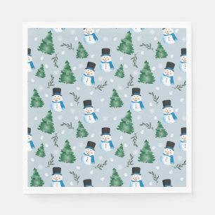 Cute Watercolor Winter Snow Pattern Napkin