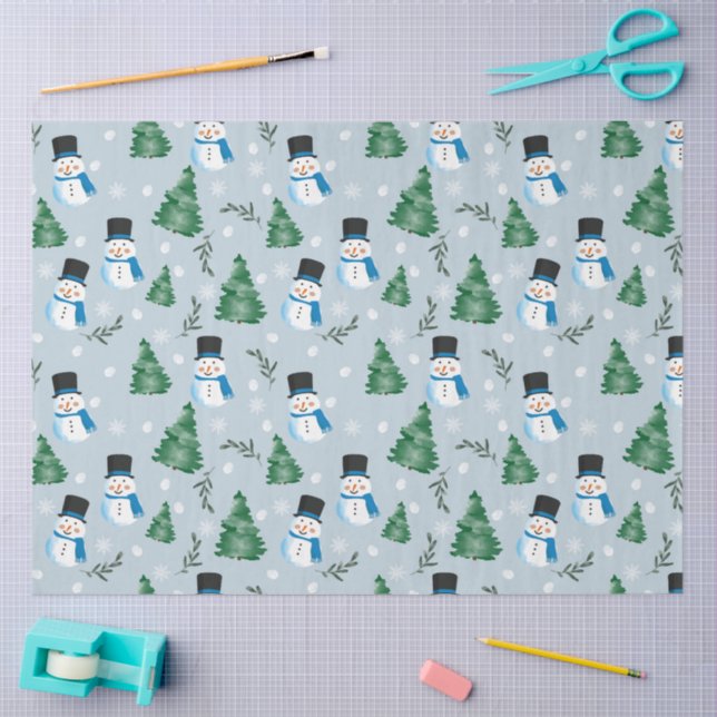 Cute Watercolor Winter Snow Pattern Tissue Paper (Craft)