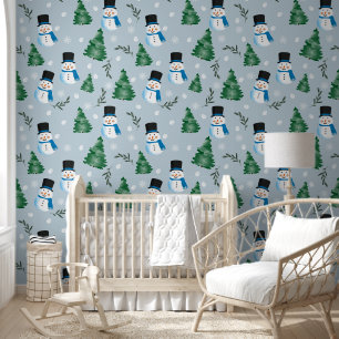 Cute Watercolor Winter Snow Pattern Wallpaper