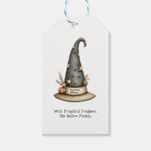 Cute Watercolor Witch Hat “With Frightful Fondness Gift Tags