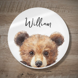 Cute Watercolor Woodland Animal Bear Nursery Room Ceramic Knob