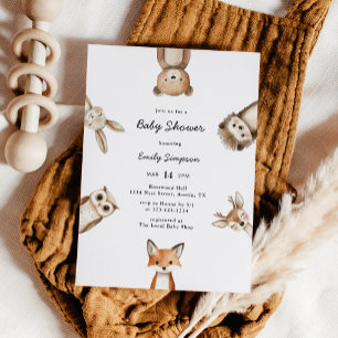 Cute Watercolor Woodland Animals Baby Shower Invitation