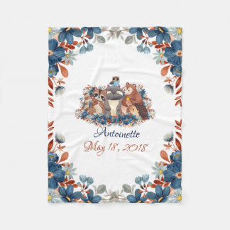 Cute Watercolor Woodland Animals  Fleece Blanket