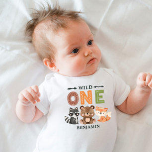 Cute Watercolor Woodland Forest Animals Baby Bodysuit