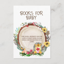 Cute Watercolor Woodland Shower Hedgehog for Books Enclosure Card