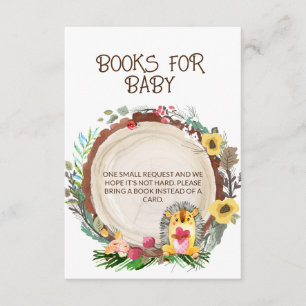 Cute Watercolor Woodland Shower Hedgehog for Books Enclosure Card