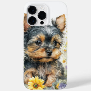 CUTE WATERCOLOR YORKSHIRE TERRIER PUPPY FLOWERS Case-Mate iPhone 14 PRO MAX CASE