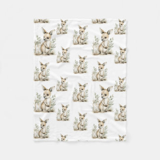 Cute watercolour baby animal alphabet Kangaroo Fleece Blanket