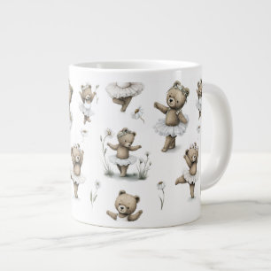 Cute Watercolour Ballerina Bear Design in tutus Large Coffee Mug